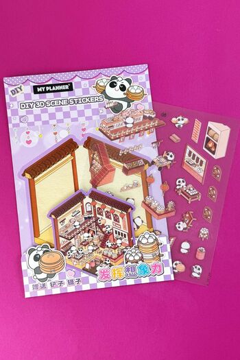 Ecrou 1713 3D Sticker Patisserie Themed Panda Purple