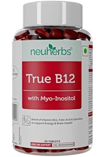 Neuherbs Plant-Based True B12 Supplements For Men & Women | With Myo-inositol, Folic Acid & Spirulin