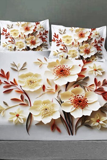 MonoHome 100% Cotton Fitted Sheet Special Design 5D Digital 60 Wire Lotus