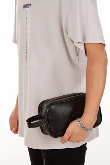 Newish Polo Men's Black Leather Portfolio Clutch Shaving Cosmetic Care and Daily Handbag New277