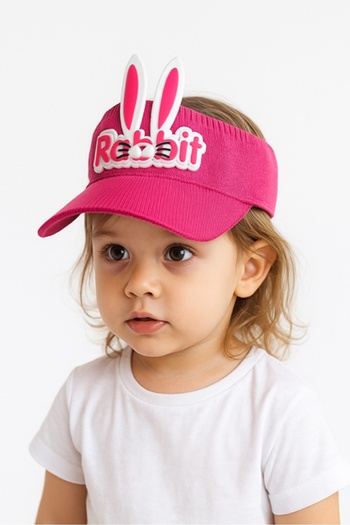 CosmoOutlet Cute Rabbit Eared Summer Sunscreen Fuchsia Color Children's Visor Hat