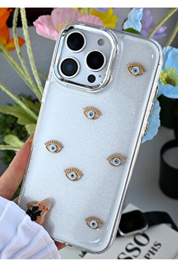 Go Aksesuar iPhone 16 Promax Compatible Mini Evil Eye Toy Designed Silicone Case