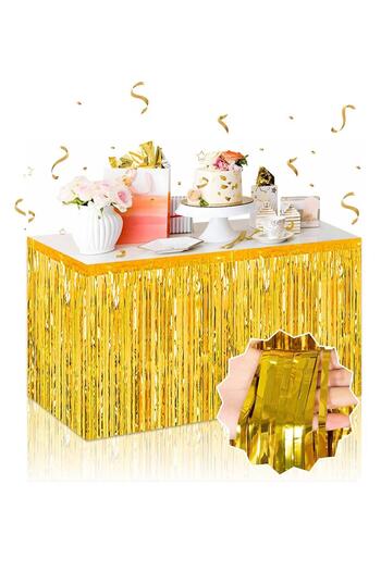 Parti Adresi Metalized Party Table Skirt Table Decor Gold