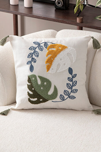 BUGİ HOME COLLECTİON Comfort Punch Patterned Throw Pillow Case Square Decorative Bohemian Embroidered Sofa Pillow Case Panç