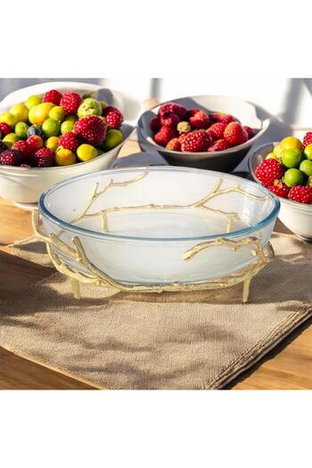 partridge store Metal Leg Oval Presentation Plate Gold