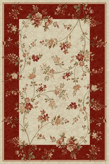 Lotos Carpet 551-120, Cream, Red, 8 Mm Thread, Anti-Allergic, Living Room, Bedroom