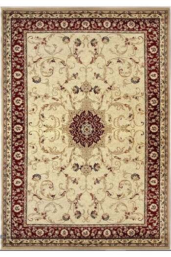 Lotos Carpet 523-120, Cream, Red, 8 Mm Thread, Anti-Allergic, Living Room, Bedroom