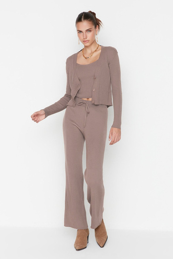 Trendyol Collection Mink Fitillli Blouse Cardigan Pants Knitwear Bottom-Top Set Twoaw22Au0006
