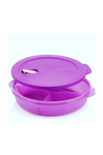Tupperware Micro Plate 3 Compartments with Vacuum Lid Purple