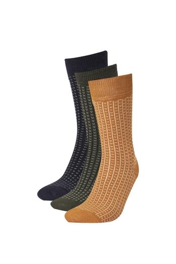 DeFacto Men's Multicolor Men's Cotton 3-Piece Long Socks R8101AZ21AU