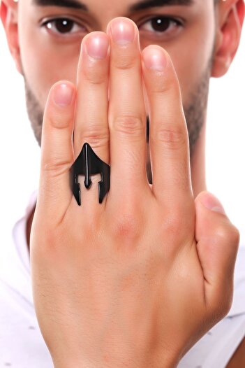 LABALABA Men's Black Oxide Plated Adjustable Helmet Ring