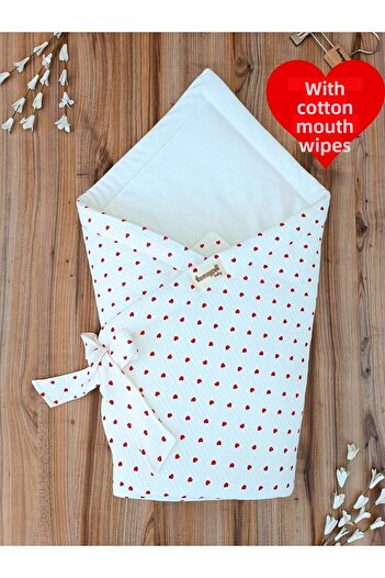 Tomuycuk 100% Cotton Heart Baby Blanket - Natural Organic Sleeping Swaddle