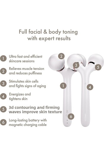 Geske Sonic Facial & Body Roller | 4 in 1 | Facial & Body dermaroller| Derma stimulator l Starlight