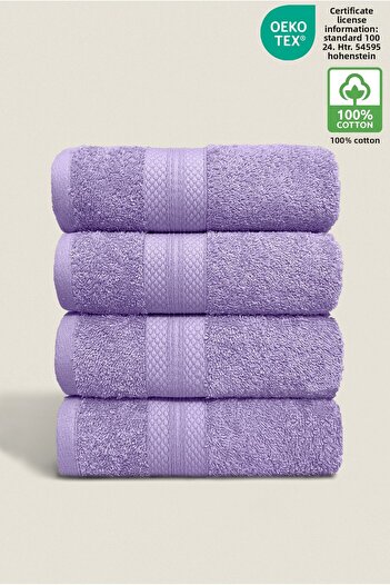 Ellaline Set of 4 Diamond Patterned Towels - 100% Cotton, Ultra Absorbent, Soft Border 50X80Cm