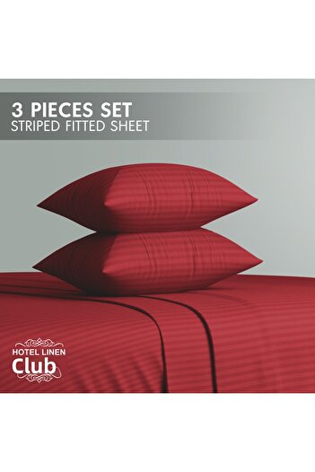 Hotel Linen Klub Single-Striped Fitted Sheet Set - Premium and Durable Quality, Deep Pocket for a Perfect Fit