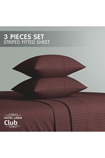 Hotel Linen Klub Queen-Striped Fitted Sheet Set - Premium and Durable Quality, Deep Pocket for a Perfect Fit