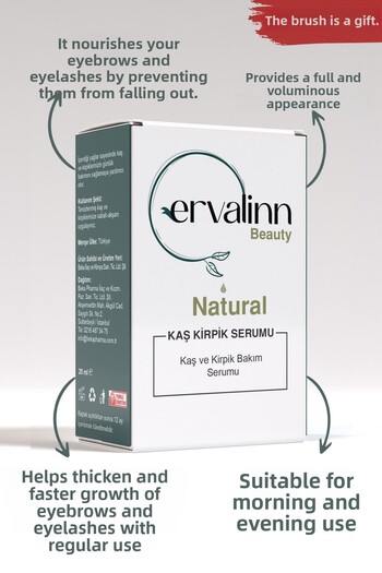 Ervalinn Natural Eyebrow Eyelash Serum Anti-Shedding Nourishing Lengthening Strengthener 20ml Lip Balm Gift