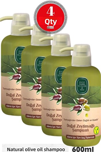 Eyüp Sabri Tuncer 600 Ml Natural Olive Oil Shampoo - 4 Pieces