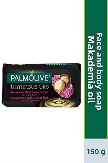 Palmolive زيوت مضيئة بزيت المكاديميا وخلاصة الكاكاو صابون للوجه والجسم 150 جرام