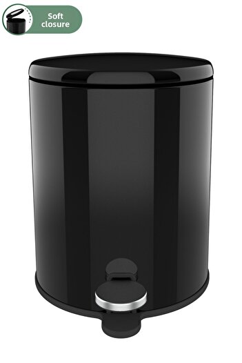 Prima Nova 6 Lt Black Trash Can - Cigo Pedal, for Bathroom-Kitchen-Office
