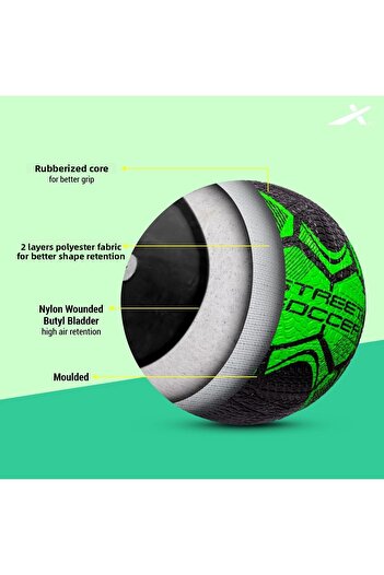 Vector X Street Soccer Rubber Moulded Football Size-5 (Green, Black)