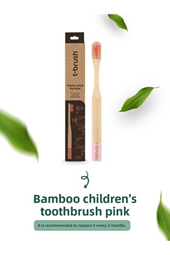 TBRUSH Pink Bamboo Toothbrush - Soft (soft) + Toothbrush Storage / Carrying Container