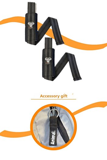 E-HSPORT Curea de ridicare Lifting Strap neagră și breloc