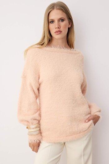 Trendyol Collection Powder Feather Turn-Down Collar Knitwear Sweater Twoaw25Kz00169