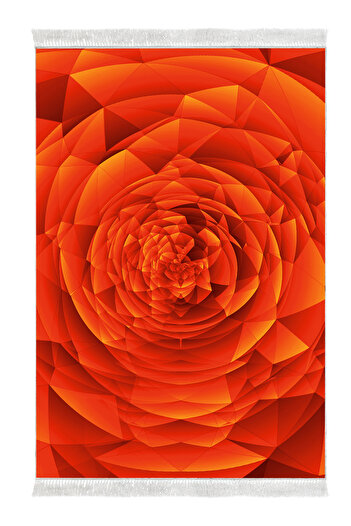 Alanur Home Non-Slip Base Djt Toilet Set Star Cotton Fringed Geometric E5011 Orange