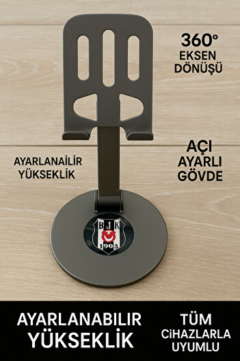 Beşiktaş Bandrolled & Original High Quality Metal 360 Rotatable Adjustable Phone Tablet Stand