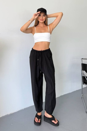 Feela Moda Women's Modal Cupra Elastic Waist Striped Baggy Trousers 2019