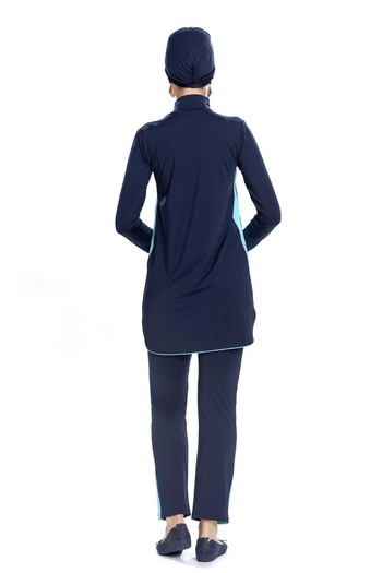 Starinci Mayo Full Covered Lycra Swimsuit Navy Blue Sports Design Blue Garni