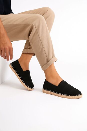marceline Unisex Μαύρη Ψάθινη Σόλα Άνετα Πλεκτά Sport Espadrille - Casual Παπούτσια
