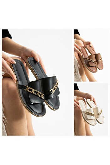 Moda Devrin 3 Pack Transparent Chain Women's Slippers Outdoor and Home Slippers Dowry Bundle Set