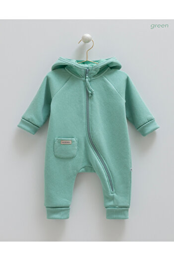 Caramell Barbosa Basic Girl Baby Jumpsuit 3 Thread Raised (1-3Ay/3-6Ay/6-9Ay/9-12Ay) Tk1897 Green