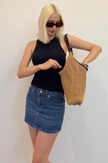 Madmext Black Thick Strap Regular Cut Basic Tank Top MG2059