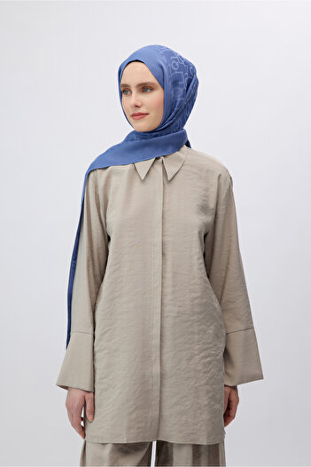 Qef Silk Jacquard Monogram Shawl Indigo