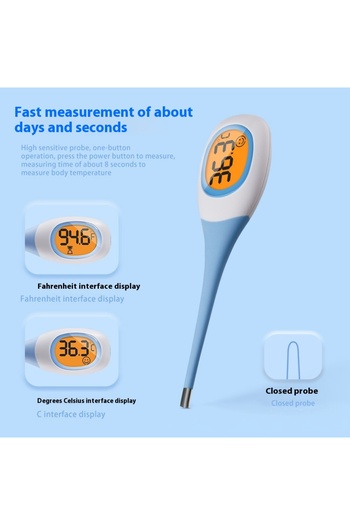 AIQUE blue 8 Seconds Backlit Fever Thermometer Medical Household Digital LCD Medical Fast Measure Ki