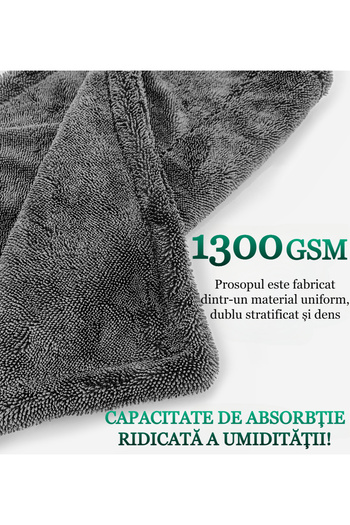 VENTLEX Prosop Auto Microfibra, Ultra Absorbant 1300 Gsm, Uscare Auto Rapida Fara Urme 70x90 Cm