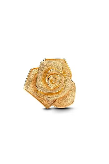 POSEİDONS JEWELLERY Blooming Rose Large Size Gold Color Silver Charm