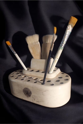 toprakanaart Paint Brush Holder Ceramic Stand 19X10X10(cm)