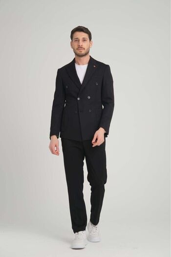 FASHİON PLAZA Summer Sports Double Breasted Suit Unlined (Drawstring Pants)