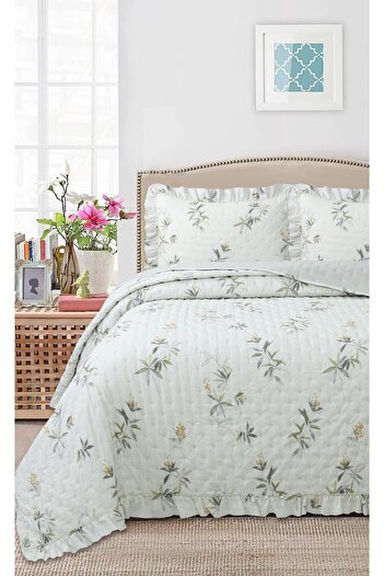 Bikaya Home Ruffled Patterned Double Bedspread Set - 240X260 cm