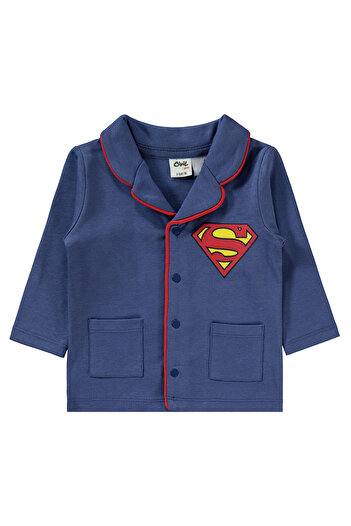 Superman Süperman Erkek Çocuk Pijama Takımı 6-18 Ay İndigo