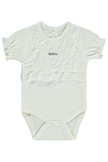 Pierre Cardin Baby Girl 0-9 Months Ecru Badi with Snap Fasteners
