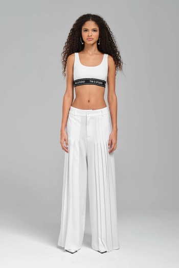 tw3 Women's Front and Back Pleated Design Pants