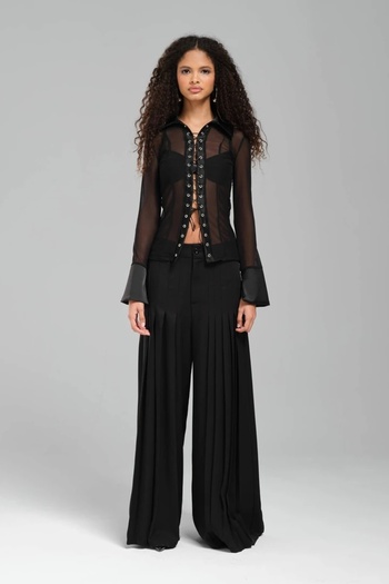 tw3 Women's Front and Back Pleated Design Pants
