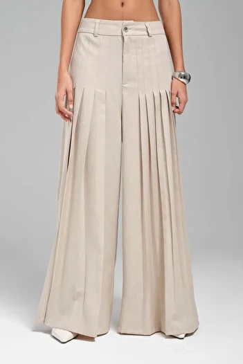 tw3 Women's Front and Back Pleated Design Pants