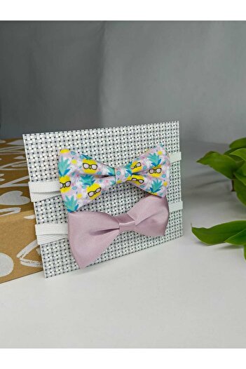 GallanD Plain Patterned Children's Bow Tie Set of 2 Birthday Wedding Special Day Practical Elastic Single Bow Tie
