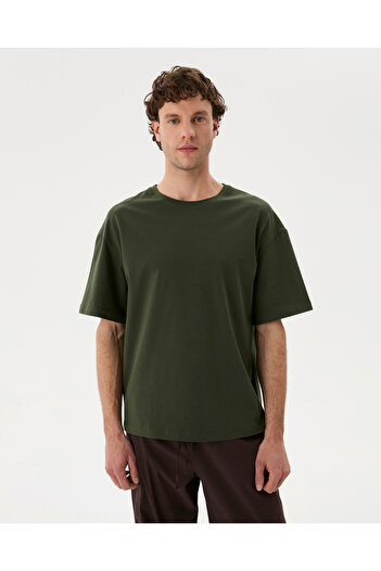 Ayma Active Men's Oversize Khaki T-shirt - Organic Cotton, Short Sleeve